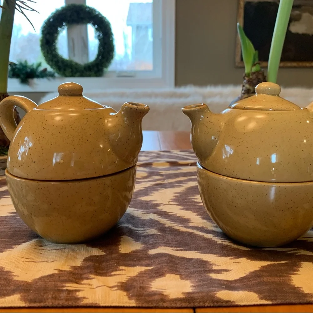 Pier 1 imports, stacking, stoneware, mug, and teapot set of two